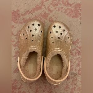 CROCS Gold Kids Slippers with Cozy Lining